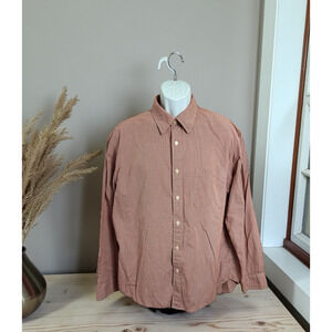 Men's J. Crew Red Plaid Button Down Shirt Sz L Long-Sleeve Pocket Cotton